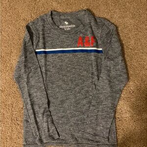 abercrombie kids Gray Tee with Red Logo and Blue Stripe